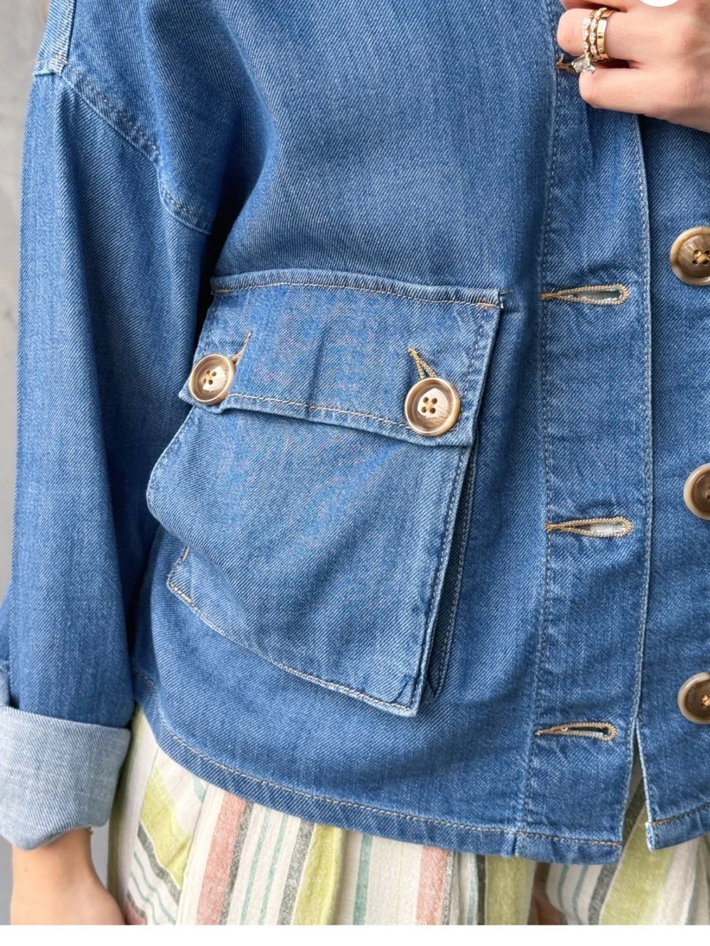 Tribal Lightweight Denim Jacket With Back Adjustment NWT Size M - Picture 3 of 10